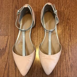 Calvin Klein Nude Pointed Toe Ankle Strap Flats